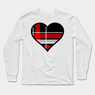 Black, Red and White Tartan Plaid Heart Long Sleeve T-Shirt